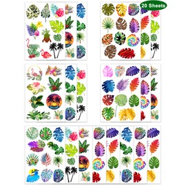 200 Pieces Palm Leaves Temporary Tattoos Stickers,20 Sheets Tropical Leaves Themed Tattoos Stickers Party Decoration Supplies Party favors for Kids Adults