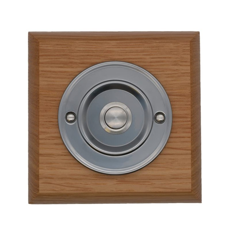 Modern Living Square Wireless Doorbell in Honey and Brushed Nickel