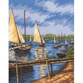 RTO M399 Sailing Boats Cross Stitch Kit, Cotton, Multi-Colour, 29 x 37 cm