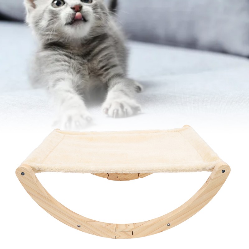 Wooden Cat Hammock Foldable Antislip Easy To Assemble Elevated Pet