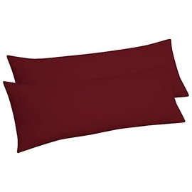 Royale Linens Body Pillow Cover - Double Brushed 1800 Microfiber - 20"x54" with Hidden Zipper Closure - Wrinkle & Fade Resistant - Super Soft Body Pillowcase 2 Pack (Burgundy, Pack of 2)