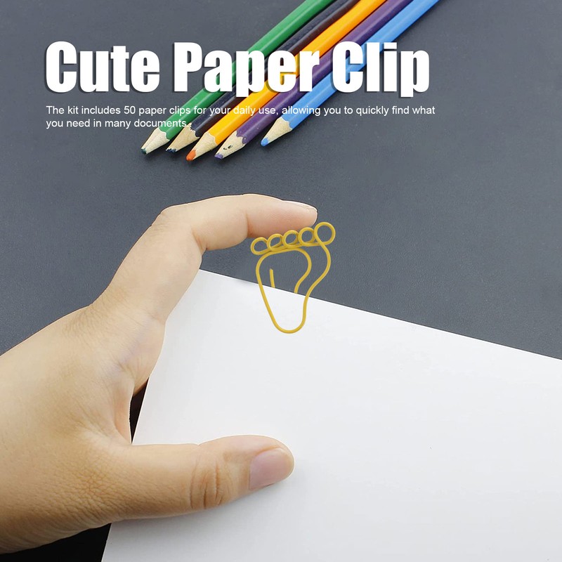 100pcs Paper Clip Foot Shape Cute Anti Slip Portable Paperclip