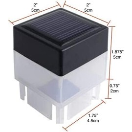 Solar LED 2In x 2In(5cm x 5cm) Fence Post Cap for Wrought Iron and Aluminum or Garden, Solar Fence Lights - 8 Pack (Warm Light)