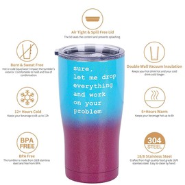 Sure, Let Me Drop Everything - 20 oz Insulated Stainless Steel Tumbler w/ Lid - Birthday Gifts for Women Men - Gifts Present Ideas for Her Him - Tumblers Party Decorations Supplies (Purple Teal)