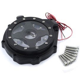 XKMT- Pre-drilled Blue LED Light Motorcycle Engine Stator Cover Clear Compatible with 04-07 CBR1000RR/04-14 CB 1000RR Black Color [P/N: MT050A-BK+BLUE LED]