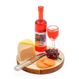 Odoria 1/24 Miniature Wine and Cheese Food Dollhouse Decoration Accessories