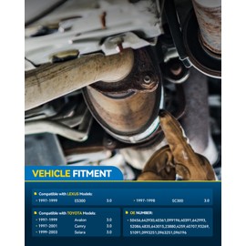 PHILTOP Catalytic Converter Compatible with 1997-2001 Camry 3.0L,1997-1999 Avalon/ ES300 3.0L, 1999-2003 Solara 3.0L, 1997-1998 SC300 3.0L - Replace# 50456, 642930, 40361 (EPA Compliant)