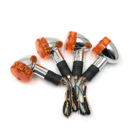 SPNUVR 4Pcs Motorcycle Bullet Turn Signals Lights Fit For Honda Suzuki Kawasaki Yamaha Harley Motorcycle Bobber Chopper Vintage Turn LampBulb
