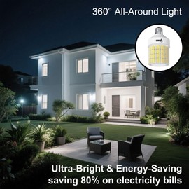 RIUVAO 70W LED Corn Light Bulb, 9100LM & Energy-Saving 80%, Waterproof, Cool Daylight White - E26/E39 Base for Garage/Factory/Shop (2-Pack, 5000K)