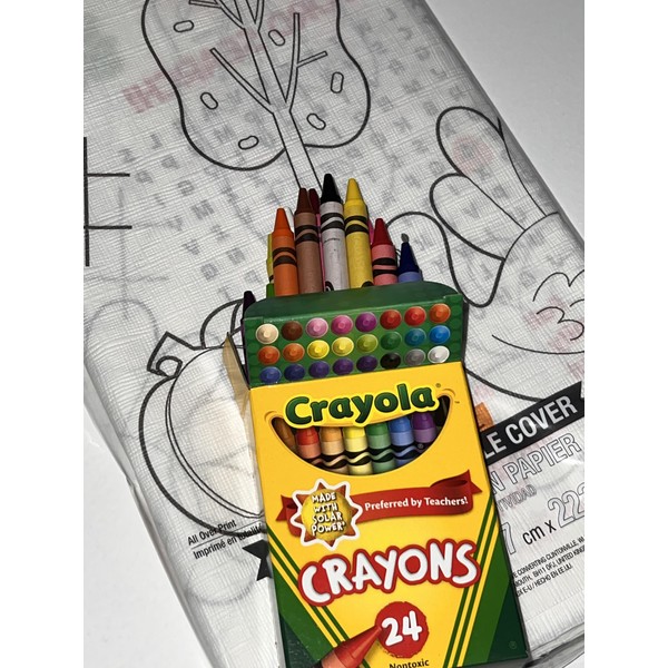 Coloring Activity Tablecloth Happy Thanksgiving 1 Box Crayons (24ct) and