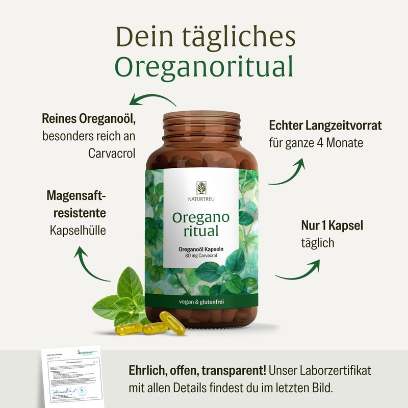 NATURTREU® Oregano Oil Capsules with Vitamin A, 120 Oregano Oil