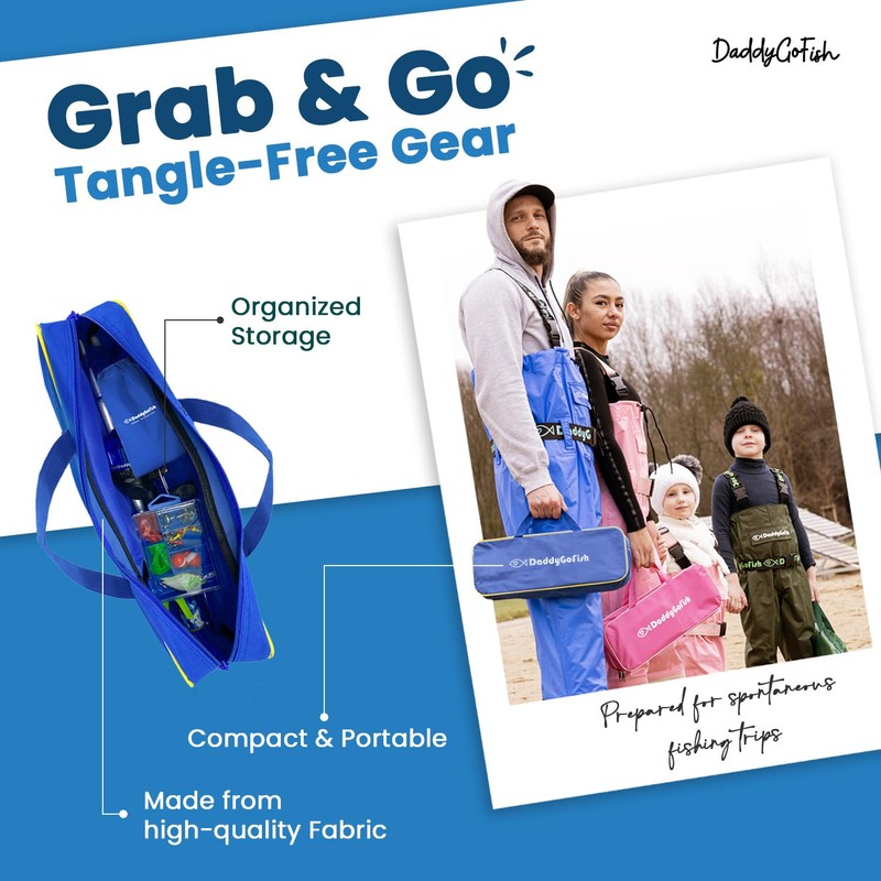 DaddyGoFish Kids Fishing Pole - Rod Reel Combo Tackle Box