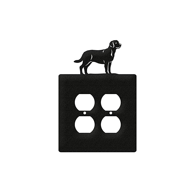 SWEN Products Labrador Metal Wall Plate Cover (Double Outlet, Black)