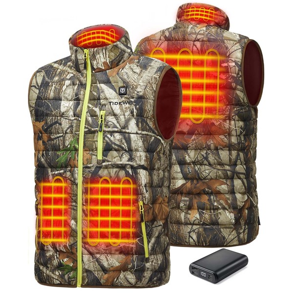 TIDEWE Men’s Lightweight Heated Vest with Battery Pack (Next Camo