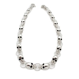 Men's Fashion Wallet Chain Links Big Skulls Silver Metal Keychain Clasp Ring Punk Rocker Style