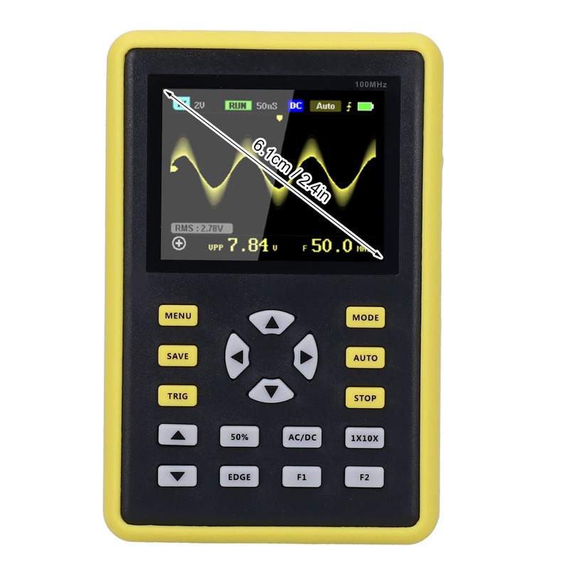 Digital Oscilloscope Handheld IPS LCD Display Screen 2.4inch 100MHz 500MS/s