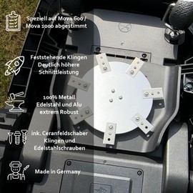 Mova 600 1000 Blade Disc Stainless Steel / Aluminium - 7 Fixed Ceramic Hob Scraper Blades - Robotic Lawnmower - 200 mm Cutting Width - Heavy Duty! Robotic Lawnmower Tuning Blade Plate Replacement Part