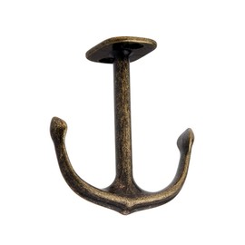 BAMI-LEE House Anchor Shape Zinc Alloy Double Prong Ceiling Hooks, 4-Pack Under Shelf Coat Hooks Hanging Towel Robe Clothes Cap Bathroom Kitchen Cabinet Garage Use (Bronze)