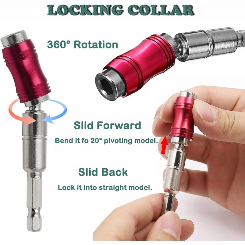 KEWAYO 4PcsMagnetic Pivot Drill Bit Holder, 1/4" Quick Release Magnetic