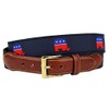 Country Club Prep GOP Elephant Leather Tab Belt in Navy