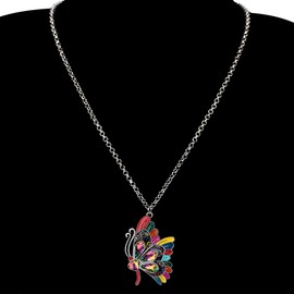 BONSNY Statement Enamel Rhinestone Butterfly Necklaces Pendant Original Design for Women Nature lover Insect Jewelry (Multi)