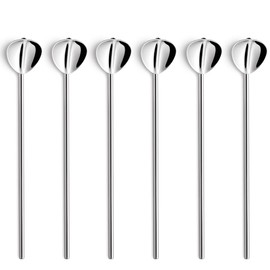 Beckmann & Rommerskirchen VISTA Straw Spoon Set, 6 Pieces, Stainless Steel Straws, Cocktail Straws, Dishwasher Safe, Straw Spoon, Spoon with Straw