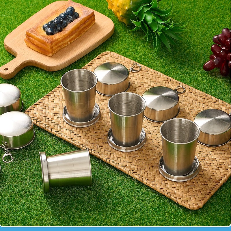 Tessco 6 Pieces Collapsible Shot Glasses Stainless Steel Collapsible Cup