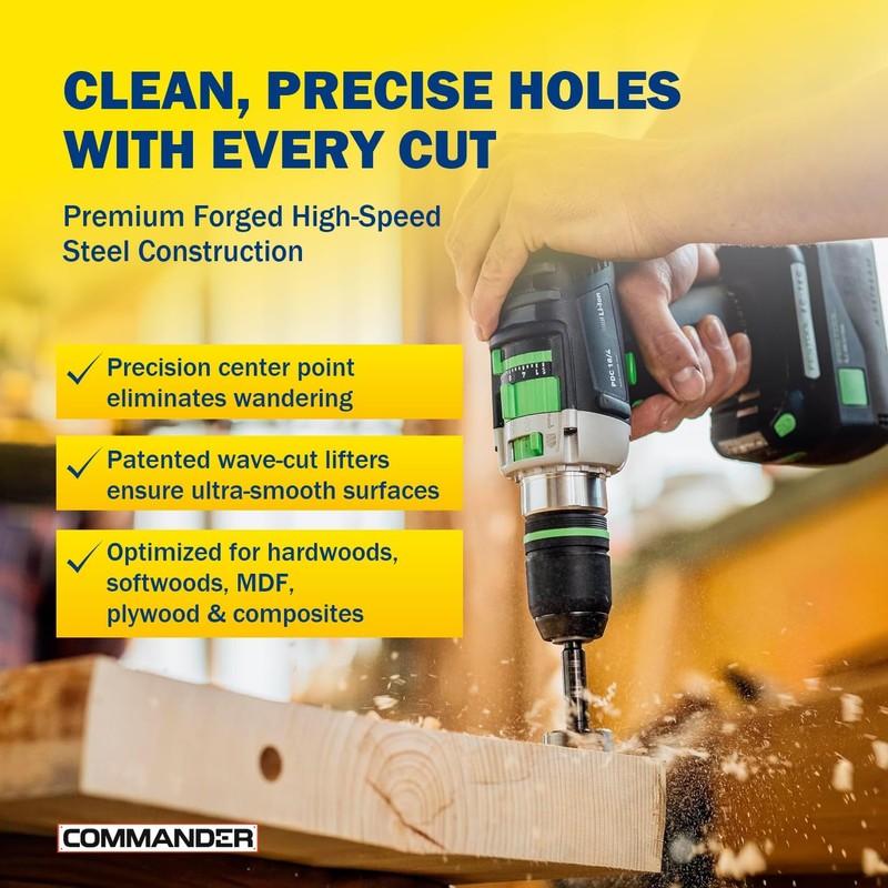 Fisch Black Shark Forged Steel Forstner Drill Bit for Woodworking,