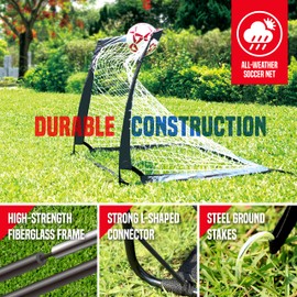 NET PLAYZ NET PLAYZ 4ftx3ft Easy Fold-Up Portable Training Soccer Goal, 36"D x 48"W x 36"H, Set of 2