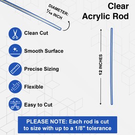 Duco Clear Plastic Acrylic Rods - (Pack of 500) USA-Made 1/16 Inch Thick, 12" Plastic Dowel Rods Acrylic Sticks - Long Plastic Rods Great for D.I.Y Crafts & Projects - 12 Inch Acrylic Clear Rods