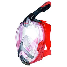 SEAC Unica Full Face Snorkeling Mask with Action Camera Support (Large, Black/Red)