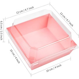 Kucoele 50 Pack Small Charcuterie Boxes with Clear Lids, 4 Inches Paper Bakery Boxes Dessert Boxes Disposable To Go Food Containers for Cookie, Cake Slice, Mini Cake, Chocolate Strawberry (Pink)