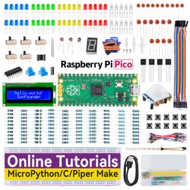 SUNFOUNDER Raspberry Pi Pico Ultimate Starter Kit with Detailed Online Tutorials, Over 320 Items, 113 Projects, MicroPython, Piper Make and C/C++ (Compatible with Arduino IDE)