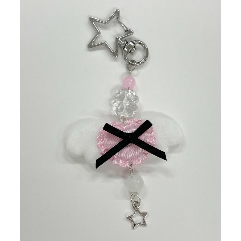 Wigo Ribbon Angel Keychain for Women, Pink