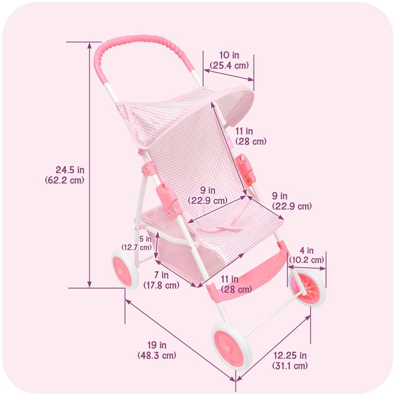 Badger Basket Folding Doll Umbrella Stroller for Dolls Up to
