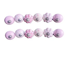 ATCUSA Premium Pink Knobs for Cabinets Drawers - Choose ur Pink Set - Vintage Styled Ceramic Knobs and Pulls Sets - Hand Painted Cabinets Drawers Dresser Knobs - Furniture Door Knobs (12)