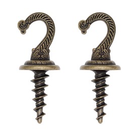 OBSTKUCHEN Swag Ceiling Hooks Wall Hook Heavy Duty Swag Hook Driller Hook Indoor Outdoor for Hanging Plants Chandelier etc. (2, Antique Brass)