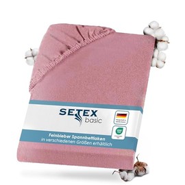 Setex - Flannelette Bed Sheet with Elastic Band Cuddly Soft - Flannelette Fitted Sheet Made of 100% Cotton with All-Round Elastic Band - Bed Sheet 90 x 200 cm Dusky Pink, 1 Piece
