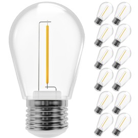 Sunco Lighting 12 Pack LED S14 Non-Dimmable Shatterproof & Waterproof Outdoor Vintage Backyard Patio Bright String Light Accessories Bulb, 100 Lumens, 3000K Warm White & Wattage 1W, AC120V - ETL & FCC