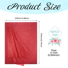 Magibeads 40 Sheets Flower Bouquet Wrapping Paper Waterproof Red Flower Wrap Floral Wrapping Paper for Wedding Party Decoration Fresh Flower Packaging 14.88 x 22.76 inch