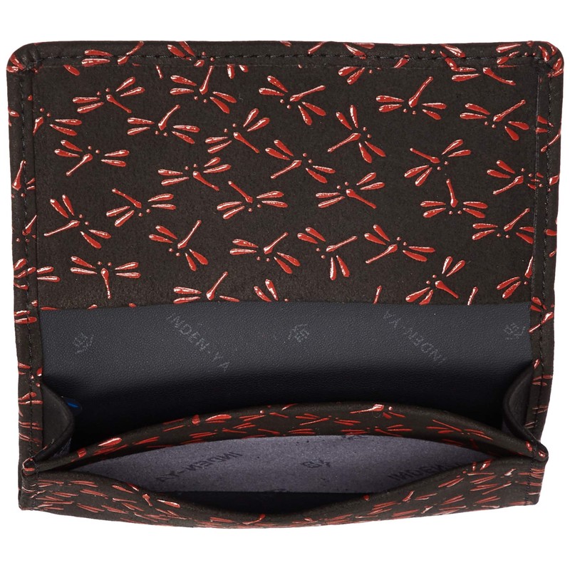 [Wamonoya] [Indenya] Business Card Holder, Black Deerskin x Red Lacquer