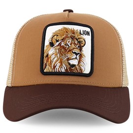Trendy Apparel Shop 5 Panel Animal Design Square Embroidered Trucker Cap - Tan Khaki 6