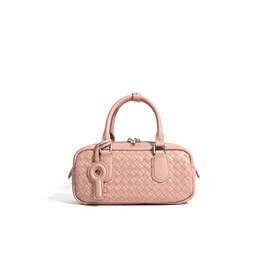 ArtsEye Genuine Leather Women's Bag, Cowhide Braided Design Handbag, 9713-pink