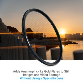 72mm Gold Streak Special Effect Lens Filter Anamorphic Filter for Camera Photos and Kinematic Video Multi Resistant Coated Gold Strip Filter with Moisture Resistant