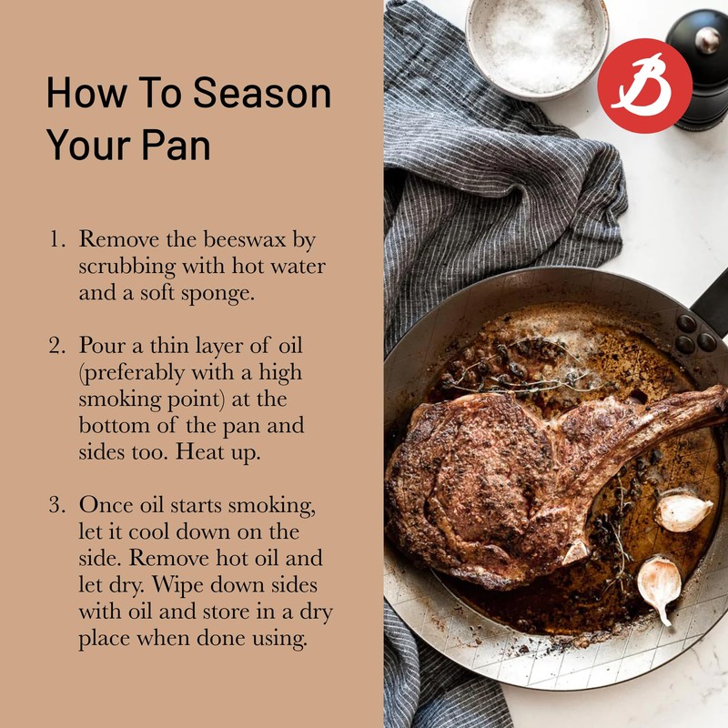De Buyer MINERAL B Carbon Steel Steak Pan - 9.5”