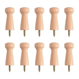 MOROBOR 10pcs Wood Wall Hooks, Decorative Wooden Hooks, Screw-On Solid Wood Hook Wooden Hat Hook for Doors, Stair Edges, Wardrobes