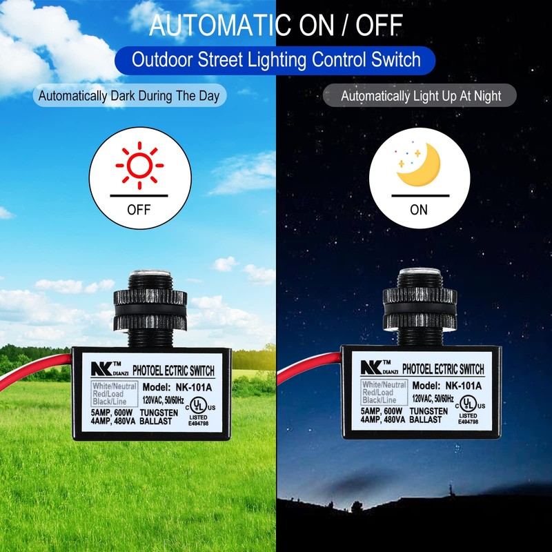 4 Pack 120V AC Photoelectric Switch Light Control Sensor Button