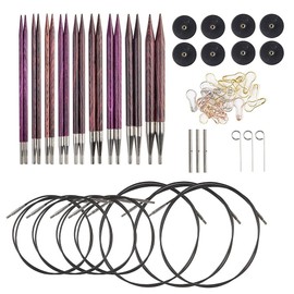 Knit Picks Options Wood Interchangeable Knitting Needle Set with Case and Stitch Markers (Royal Purple)