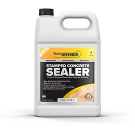 MasonryDefender Stamped Concrete Sealer - Clear, Water-Based, Satin Finish for Decorative Concrete - 1 Gallon