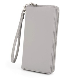 UTO Women Wallet RFID Large Leather Zip Around Card Holder Checkbook Passport Organizer Ladies Travel Clutch with Wristlet CA